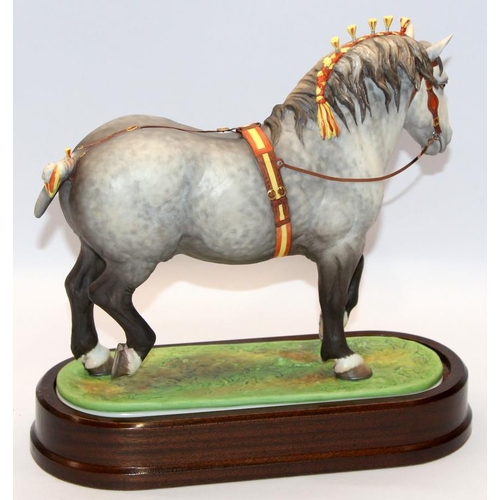 324 - Royal Worcester equestrian statuette of a Percheron Stallion. Designed by Doris Lindner with an edit... 