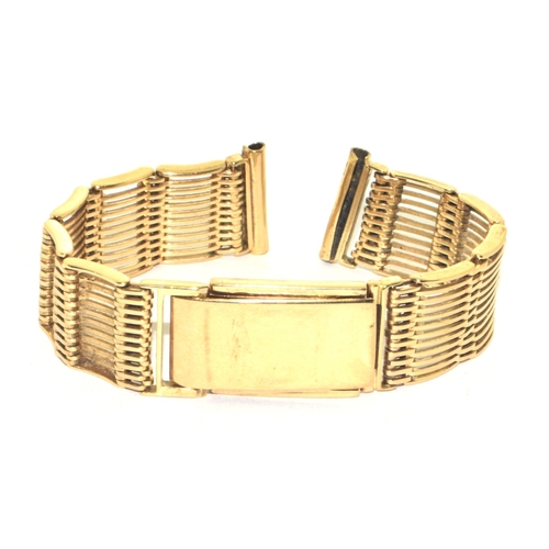 281 - 9ct gold watch bracelet in a multi bar form with solid bar clasp 15cm long 24g