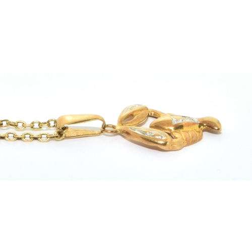 280 - 14ct gold neck chain with lobster claw together a 14ct gold pendant. 4grm