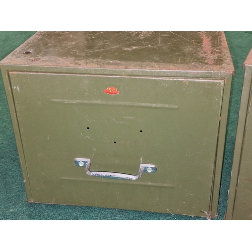 381 - Two Roberts of Bristol vintage industrial green metal filing cabinets 30x40x39 each approx.