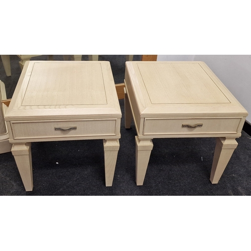 385 - Stanley furniture Concentrics 1990's limed oak pair of 529-25-09 End Tables each60x59x69cm.