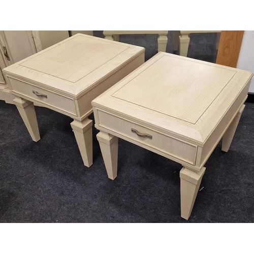 385 - Stanley furniture Concentrics 1990's limed oak pair of 529-25-09 End Tables each60x59x69cm.