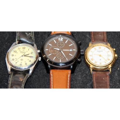 332 - A small collection of good quality gents watches, Pulsar, Accurist, Seiko, Earnshaw etc. All seen ti... 