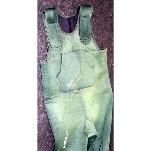 294 - Fishing: Full chest height waders with integrated size 42 (size 9) boots