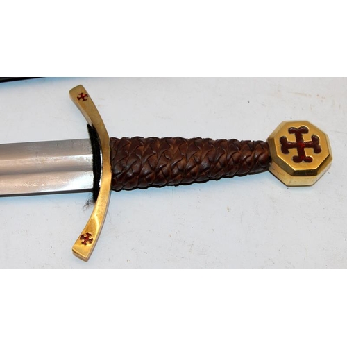 84 - Replica Knights Templar dagger with scabbard. O/all length 43.5cms. For decorative purposes only, ID... 