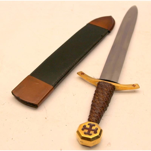 84 - Replica Knights Templar dagger with scabbard. O/all length 43.5cms. For decorative purposes only, ID... 