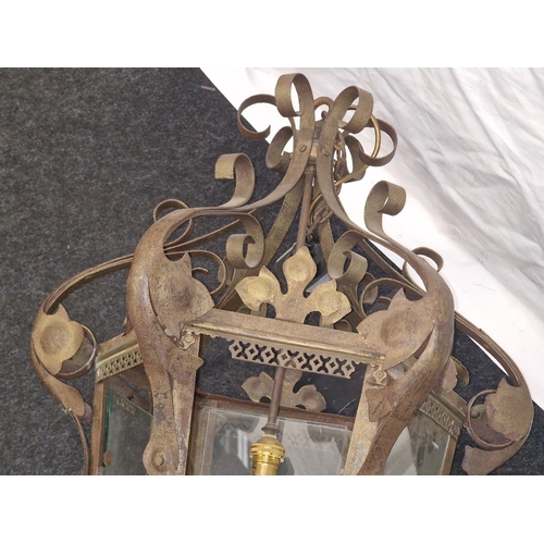 311 - Vintage reclaimed metal lantern. Has been converted to electricity. Needs some restoration. Some of ... 