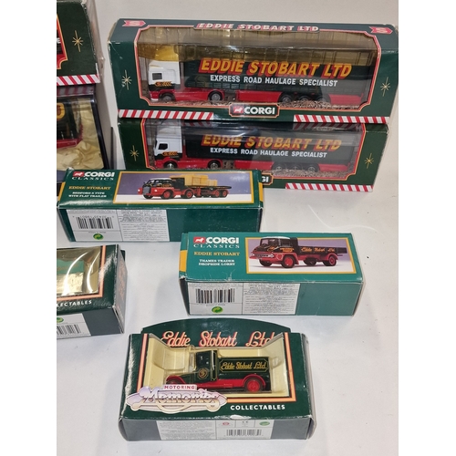 146 - A collection of boxed mainly Corgi Eddie Stobart die cast vehicles.