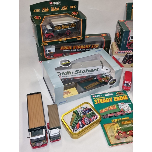 149 - A collection of boxed and unboxed mainly Corgi Eddie Stobart die cast vehicles.