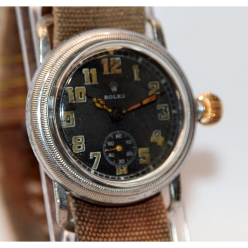 336 - Rare Wilsdorf & Davis Rolex WWI Officers wrist watch. Good sized case at 40mm not including crown. S... 