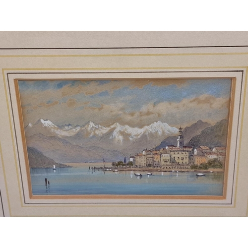 229 - Paul Jacob Naftel (1817-1891): Pair of framed and glazed fine miniature Italian pastels one of Lake ... 