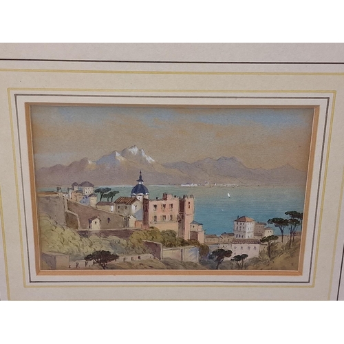 229 - Paul Jacob Naftel (1817-1891): Pair of framed and glazed fine miniature Italian pastels one of Lake ... 