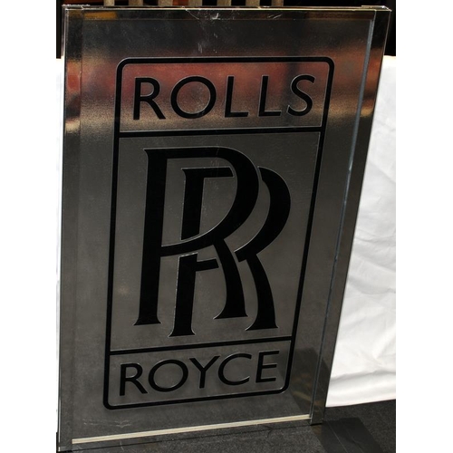 20 - Quality contemporary chrome Rolls Royce large illuminated advertising sign 100x64cm.