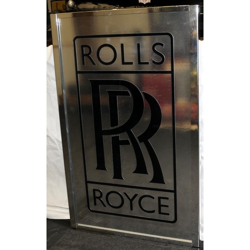 20 - Quality contemporary chrome Rolls Royce large illuminated advertising sign 100x64cm.