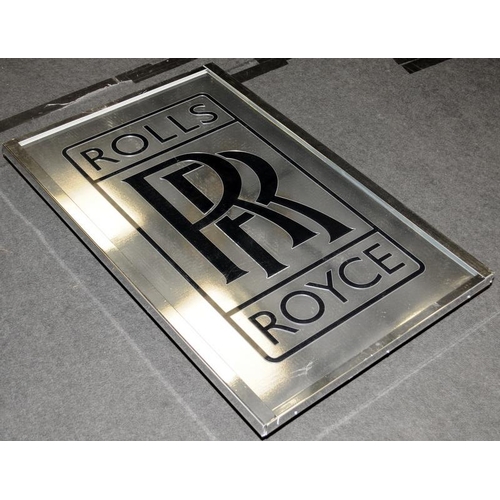 20 - Quality contemporary chrome Rolls Royce large illuminated advertising sign 100x64cm.