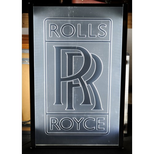 20 - Quality contemporary chrome Rolls Royce large illuminated advertising sign 100x64cm.