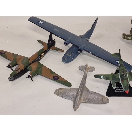 180 - Collection of various military airplane models to include Corgi together with an army jeep.