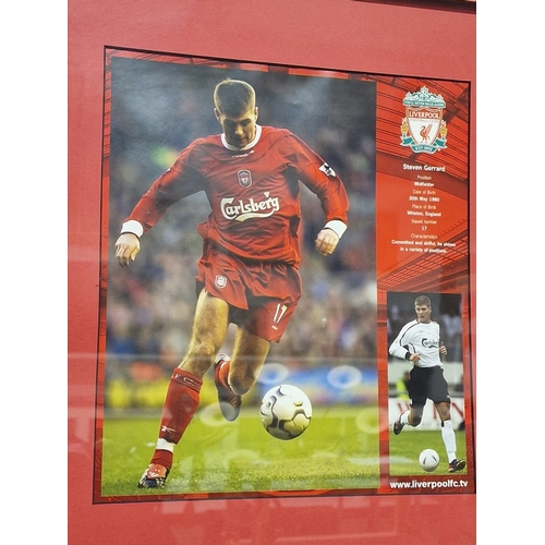 185 - Football interest: Liverpool FC framed and glazed presentation Steven Gerrard signed jersey 96x63cm.