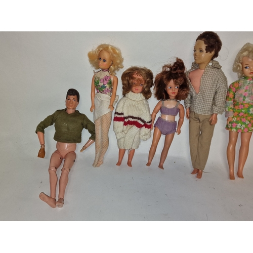 44 - A collection of vintage mid 20th century dolls to include original Palitoy 1964 flocked hair Action ... 