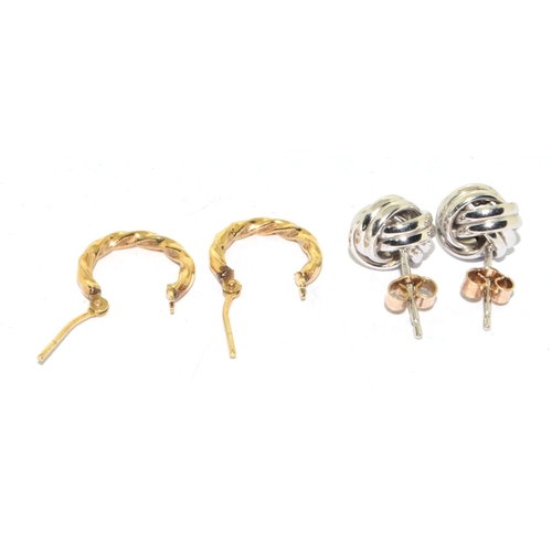 316 - Two pairs of 9ct gold earrings