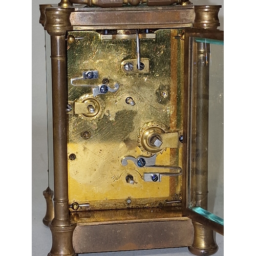 126 - Victorian French 8 day repeater carriage clock with alarm movement c/w travel case. Inscription on c... 