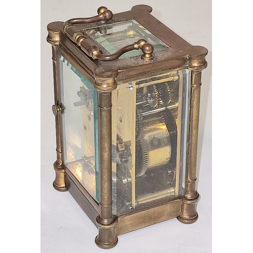 126 - Victorian French 8 day repeater carriage clock with alarm movement c/w travel case. Inscription on c... 