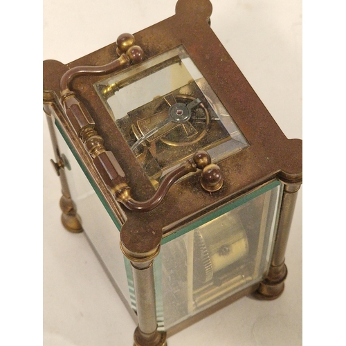 126 - Victorian French 8 day repeater carriage clock with alarm movement c/w travel case. Inscription on c... 