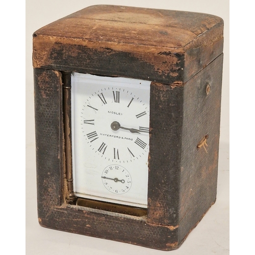 126 - Victorian French 8 day repeater carriage clock with alarm movement c/w travel case. Inscription on c... 