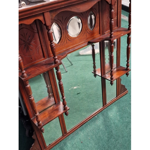 159 - Edwardian mahogany over mantle mirror 96x86x15cm.