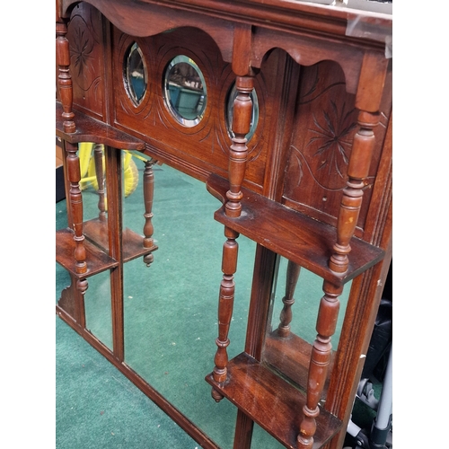 159 - Edwardian mahogany over mantle mirror 96x86x15cm.