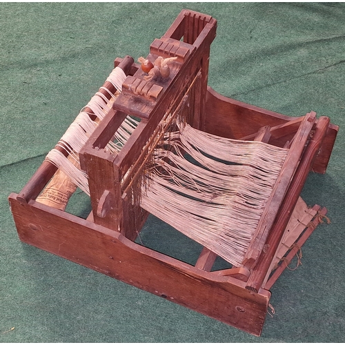 166 - Antique table top wooden weaving loom 61x53x44cm.