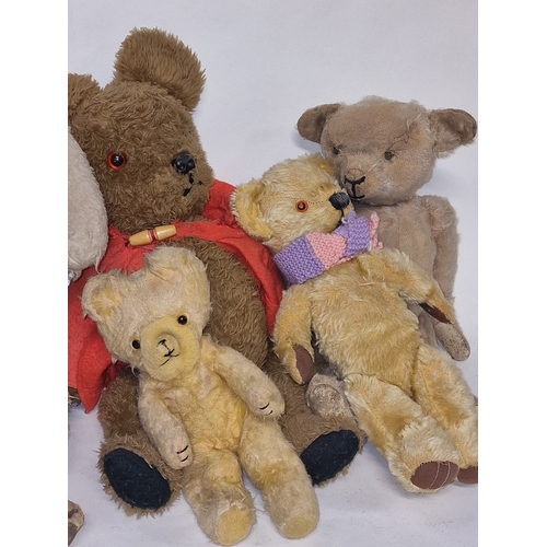 188 - A collection of assorted vintage teddy bears. Various conditions. Eight in total.