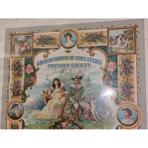 190 - 19th Century late Victorian framed and glazed Ancient Order of Foresters Friendly Society membership... 