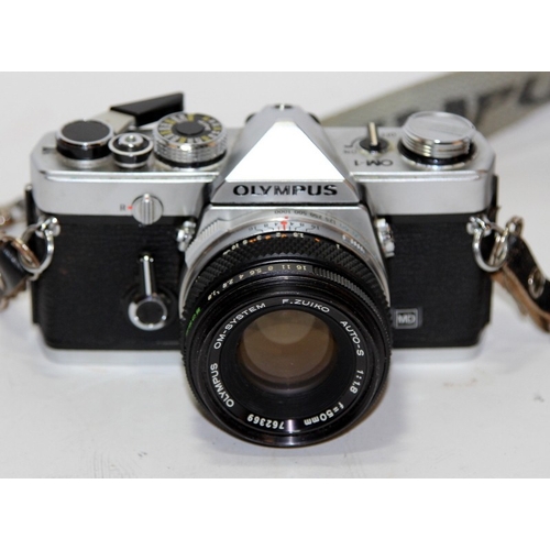 14 - Quality vintage Olympus OM-1 35mm film SLR camera c/w Olympus OM 1:1.8 50mm prime lens and original ... 