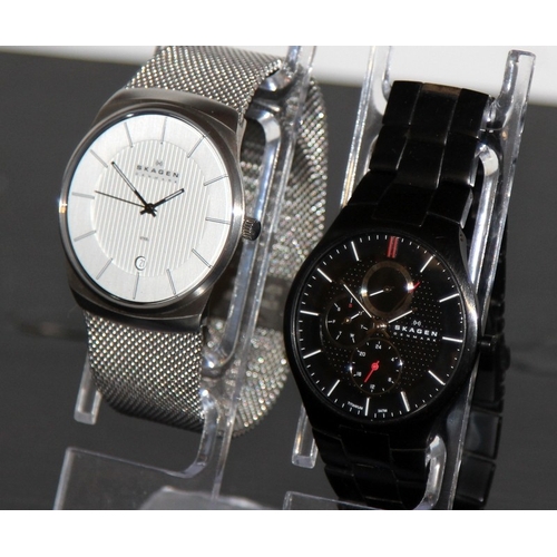 21 - Two gents Skagen Denmark gents quartz watches, 780XLSS with integrated steel mesh bracelet and 806XL... 