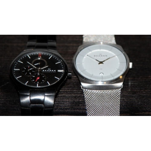 21 - Two gents Skagen Denmark gents quartz watches, 780XLSS with integrated steel mesh bracelet and 806XL... 