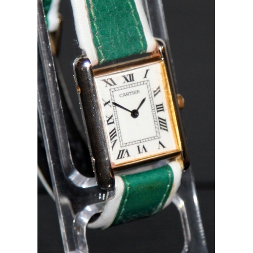 209 - Vintage Cartier Ladies Art Deco style quartz cocktail watch, gold plated silver case, ref: 17-050343... 