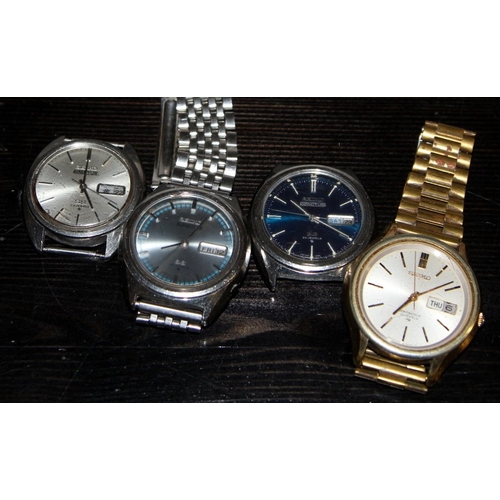 96 - A collection of vintage Seiko automatic gents watches including Lordmatic, Sportsmatic, Actus etc. A... 