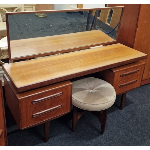 298 - G Plan Fresco vintage teak dressing table c/w matching stool. Fitted with four drawers and 