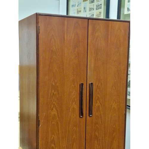 299 - G Plan Fresco vintage teak double wardrobe fitted with single hanging rail. Doors to front. 177x86x5... 