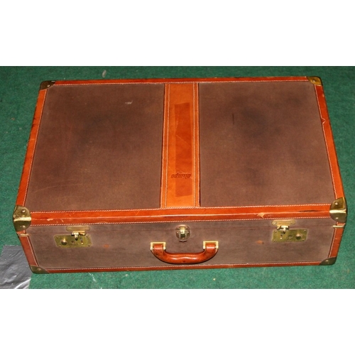 258 - Two vintage suitcases including a tan leather example by Olympa measuring 71cms x 43cms x 21cms