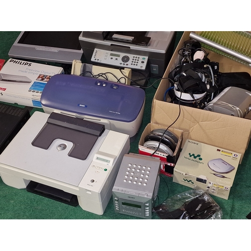 262 - Large collection of various electricals to include printers, CD Walkman's and other items.