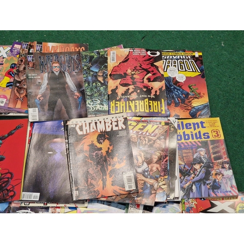 265 - A box of various vintage comics to include Marvel and DC examples.