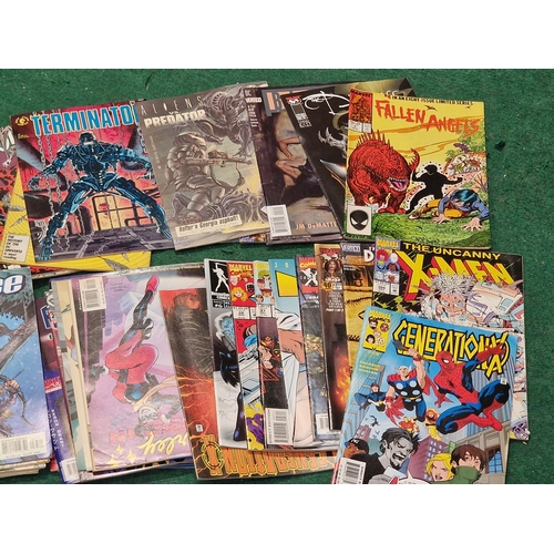 275 - A box of various vintage comics to include Marvel and DC examples.