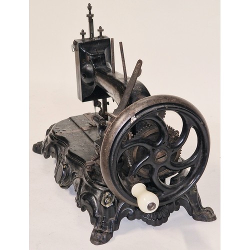 33 - Antique Victorian German made hand cranked sewing machine possibly made by Saxonia Regia although th... 