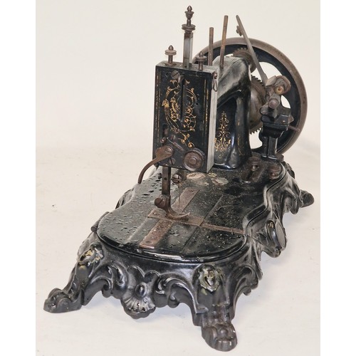 33 - Antique Victorian German made hand cranked sewing machine possibly made by Saxonia Regia although th... 