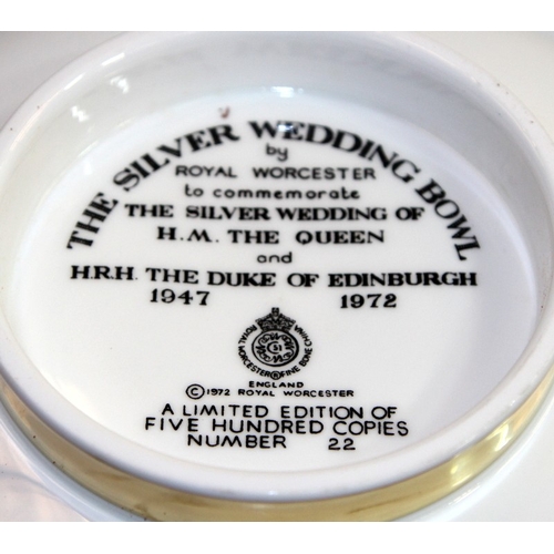 84 - Royal Worcester Limited Edition 'The Silver Wedding Bowl', 22/500. Boxed with wooden stand and frame... 