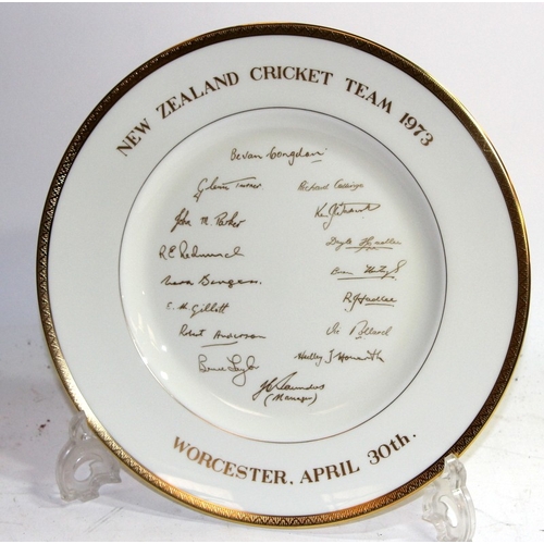 86 - Two unusual Royal Worcester Cricket related cabinet plates: Touring Cricket teams traditionally play... 