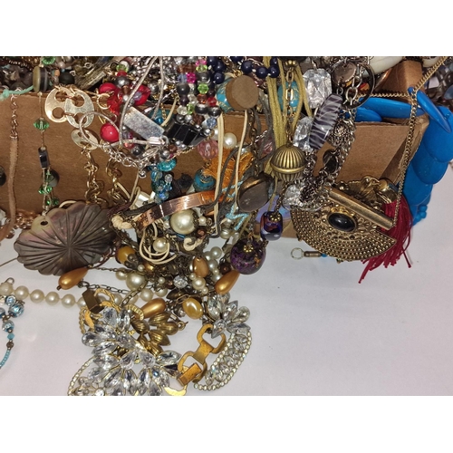 362 - Large box of assorted costume jewellery.