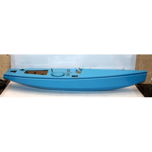 230 - Two model boat hulls, a speedboat and a sailing yacht. Both approx 100cms long